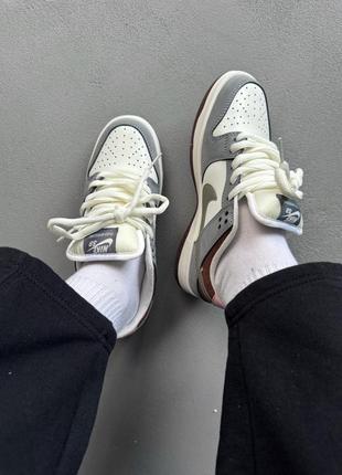 Унисекс кроссовки nike sb dunk grey/white/brown 2
