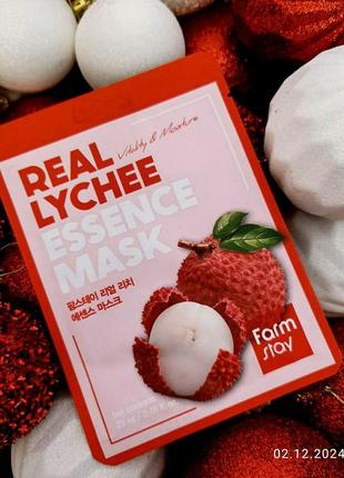 Тканинна маска для обличчя farmstay real lychee essence mask з екстрактом лічі, 23мл