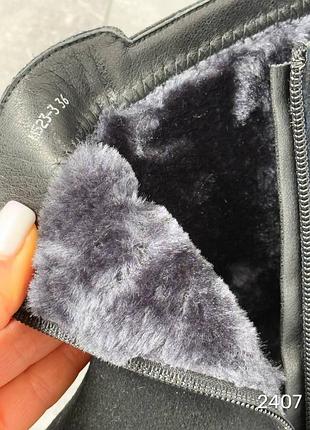 Черные женские зимние челси ботинки ботинки на бежевой подошве из натуральной замши замшевые зимние ботинки ботинки4 фото