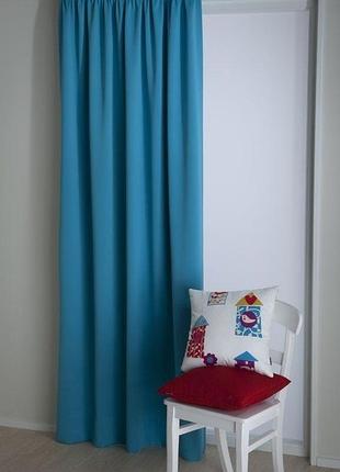 Легкі декоративні штори блакитні на широкій стрічці