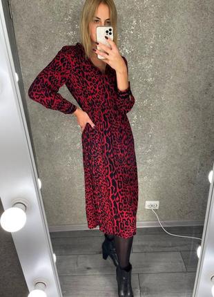 Платье миди zara в леопардовый принт р s