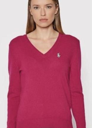 Ralph lauren sport  женский шерстяной свитер-джемпер с v образным вырезом