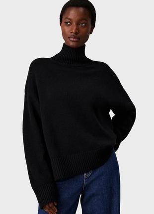 Кофта свитер женская h&m черная гольф оверсайз теплая стильная модель