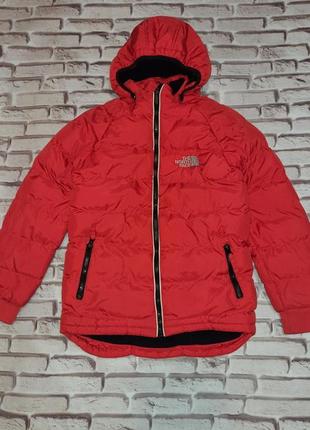 Детская удлинённая зимняя куртка с капюшоном the north face.