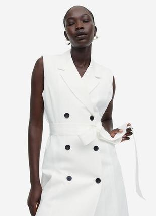 Платье платье сарафан zara h&m лен льняное белое4 фото