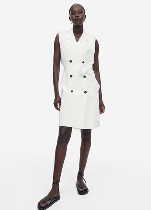 Платье платье сарафан zara h&m лен льняное белое