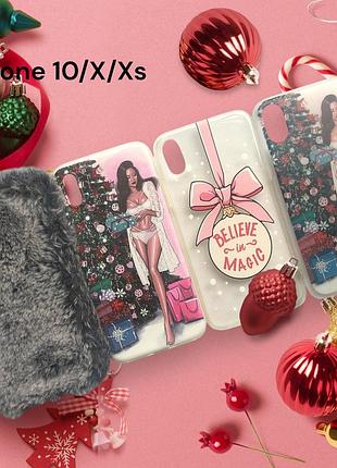 2 шт - 220 гр. новогодний рождественский силиконовый чехол для на айфон iphone 10/x/xs прозрачный подарок на мыкола.