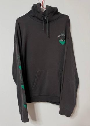 Худи кофта мужская темно серая over size revival man, размер l - xl.