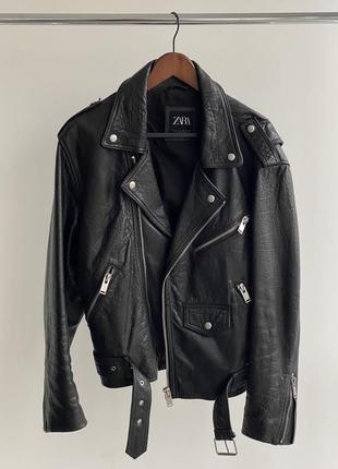 Кожаная куртка-косуха zara - размер l