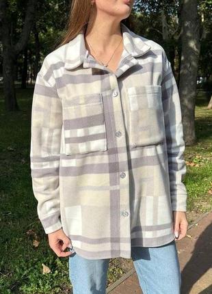 Рубашка теплая флисовая в клетку
