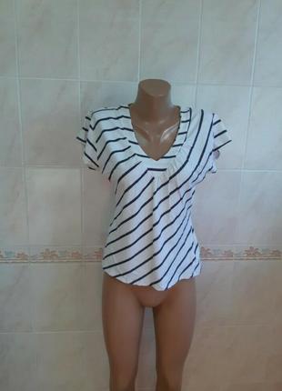 Футболка кофта repeat белая в синюю полоску с серебристым люрексом