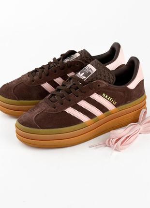 Кеды коричневого цвета adidas gazelle bold icey pink auburn adidas