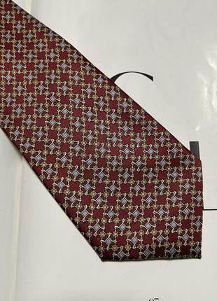 Красный шелковый галстук с онаментом rene chagal hand made red blue tie