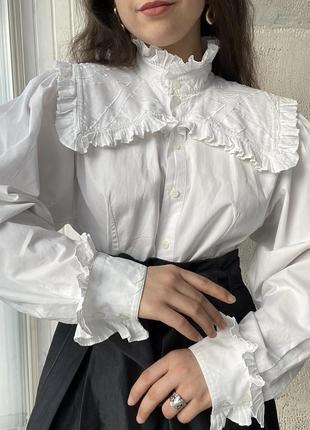 Винтажная блуза с изысканным воротничком воротник lutz teutloff 1970 1980 дорогой винтаж