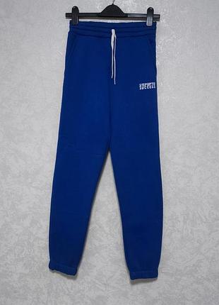 Теплі спортивні штани на флісі жіночі на розмір xs/s сині електрик