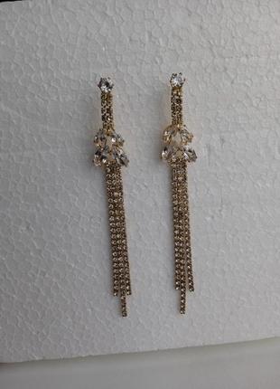 Серьги сумере свисающие длинные шарики с камушками на праздник праздничные серьги утюжничны на выпускную свадьбу к платью вечерние