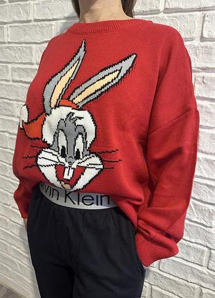 Свитер новогодний от h&m, m/l xl, свитер с зайчиком новогодний