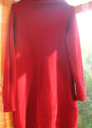 Платье 12 м туника бордовое гольф вязаный трикотаж длинное свободное демисезон. торг
