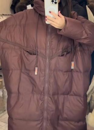 Пуховик пальто бохо люкс качество, размер универсальный ог до 150+