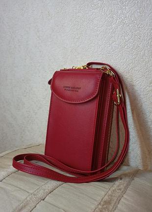 Красная сумка-кошелек под телефон