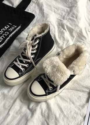 Зимові утеплені кеди. теплі кеди на хутрі sk8 y2k vintage