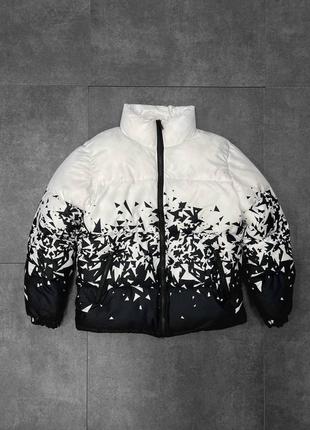 Мужская зимняя куртка без капюшона с карманами тепла дута с принтами куртка качественная