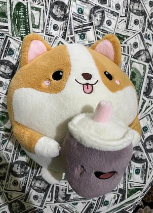 Мягкая игрушка собачка корги с соской