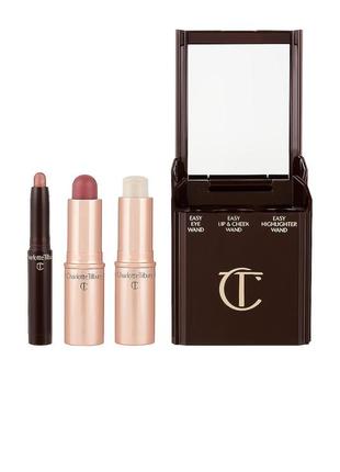 Набор для макияжа charlotte tilbury sun kissed look in 5 помада, тени, румян, хайлайтер
