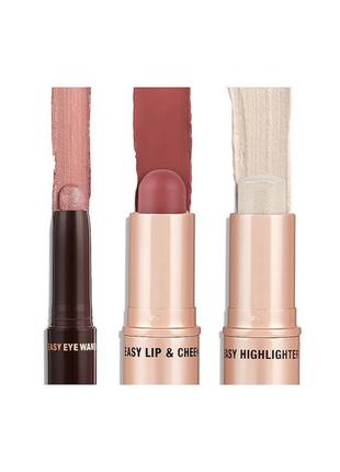 Набор для макияжа charlotte tilbury sun kissed look in 5 помада, тени, румян, хайлайтер