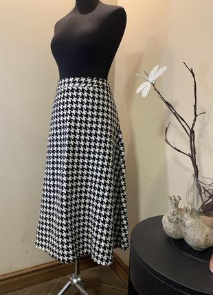 Нова тепла міді/ мидаксі спідниця з принтом "гусяча лапка"