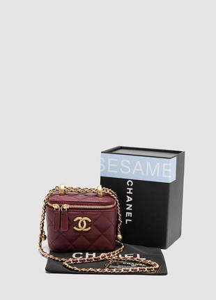Сумка  сhаnеl classic burgundy lambskin pearl crush mini vanity case2 фото