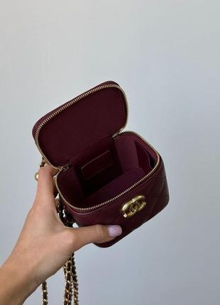 Сумка  сhаnеl classic burgundy lambskin pearl crush mini vanity case3 фото