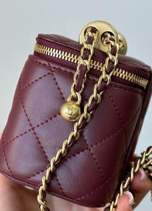 Сумка  сhаnеl classic burgundy lambskin pearl crush mini vanity case10 фото
