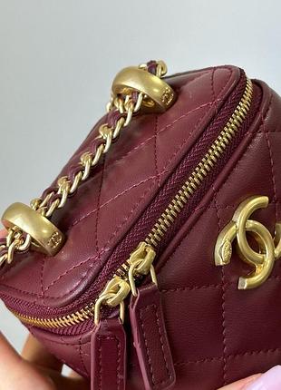 Сумка  сhаnеl classic burgundy lambskin pearl crush mini vanity case7 фото