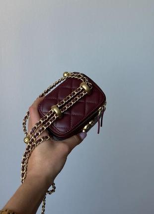 Сумка  сhаnеl classic burgundy lambskin pearl crush mini vanity case8 фото