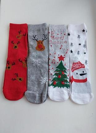 Комплект брендовые рождественские новогодние носки 4 пары