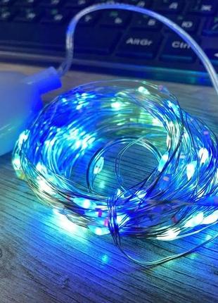 Гирлянда проволока музыкальная прозрачный провод usb rgb разноцветная sf-4