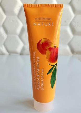 Крем для рук и ногтей абрикос и белый чай oriflame nature xxl