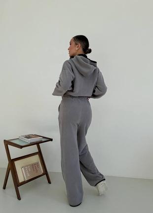 Невероятный серый спортивный флисовый костюм штаны и худи7 фото