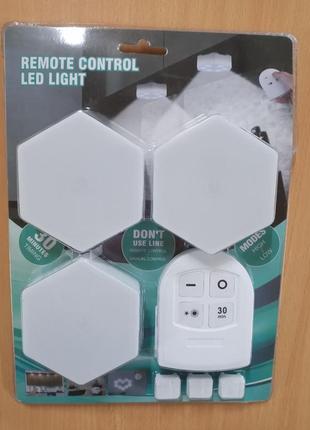 Комплект led світильників з пультом та таймером led light with remote control set (3 світильники)