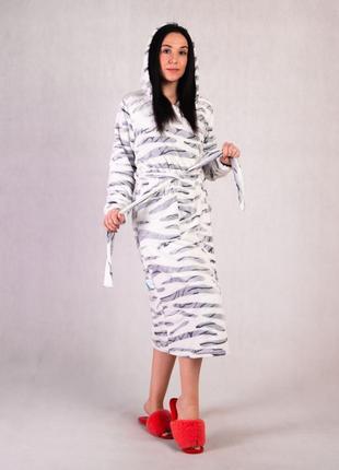 Халат женский махровый (вельсофт) персиковое сердце