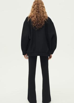 Черный шерстяной бомбер куртка из шерсти оверсайз шерсть тепла zara4 фото