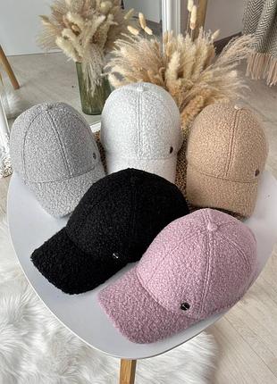 Зимняя бейсболка барашек с ушками 5 цветов