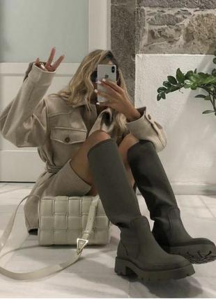 Сапоги-трубы хаки zara размер 35