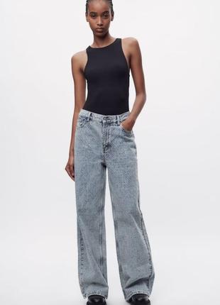 Джинси zw loose mid rise с потертостями