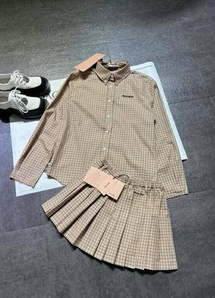 Костюм miu miu в клетку рубашка и юбка