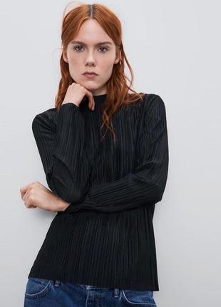 Чорна жіноча кофта в рубчик,гольф,лонгслів водолазка  zara s