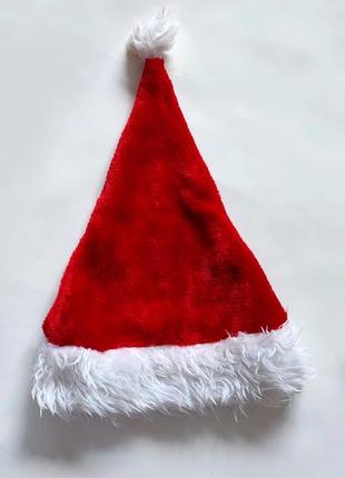 Новогодняя шапка на новый год шапочка дед мороз санта клаус 🎅 резьбовая фотосессия колядники шапуля рождественская красная классическая бархатная4 фото