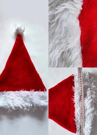 Новогодняя шапка на новый год шапочка дед мороз санта клаус 🎅 резьбовая фотосессия колядники шапуля рождественская красная классическая бархатная