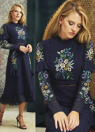 Розпродаж сукня hope & ivy міді з вишивкою бісером